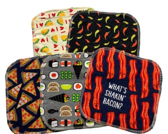 Foods - 8"x 8" Organic Bamboo Velour and Flannel Cloth Wipes