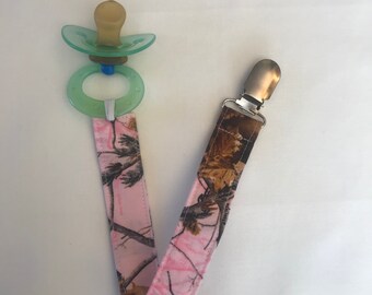 Pink Camouflage Pacifier Clip