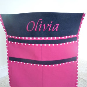 Pochette de siège de luxe en denim et rose vif avec personnalisation