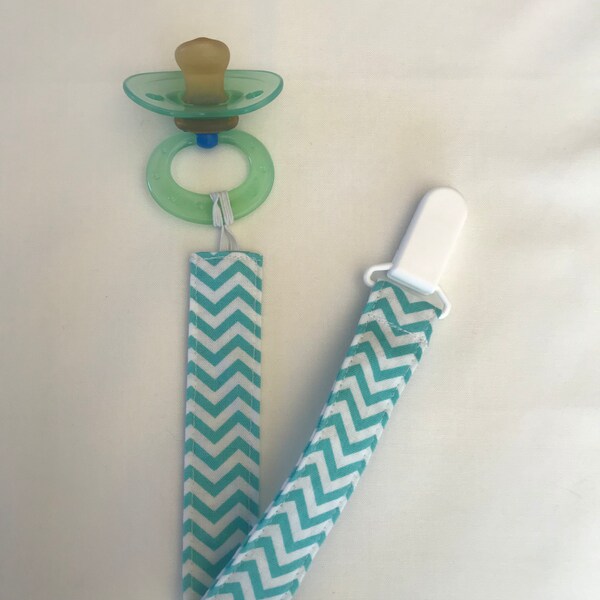 Teal Chevron Pacifier Clip