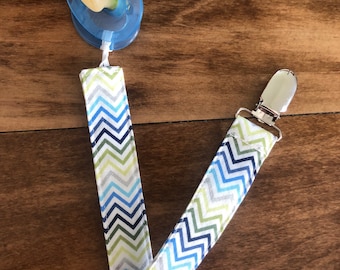 Sujeta Chupete Chevron Azul y Verde