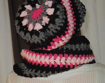 Crochet Slouchy Hat PATTERN | Mandela Design, Chunky Yarn (PDF Pattern)