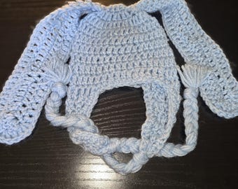 Blue bunny rebbit crochet hat photo prop size newborn
