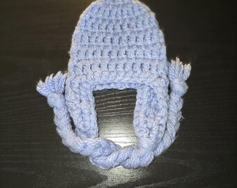 Blue earflap crochet hat photo prop size newborn