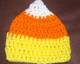 Halloween candy corn baby hat sizes newborn to 2T