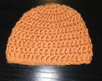 Orange baby beanie crochet hat size newborn