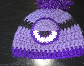 Evil minion crochet hat. Purple minion size 4-8 child's hat