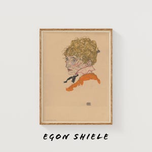 Portrait of Edith Schiele by Egon Schiele. 1915 Expressionist Drawing. Digitally Restored Vintage Art Print. Austrian Modernist Wall Art.
