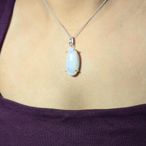 Regenbogen Mondstein Anhänger, 925 Silber Teardrop Edelstein Halskette, Juni Birthstone Schmuck, Heilender Kristall Anhänger, Geschenk für sie,