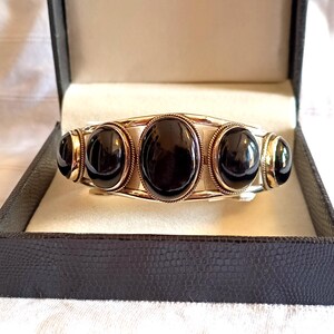 Black Onyx Cuff Bracelet, 925 Sterling Silver Gemstone Jewelry, Bold Statement Bangle, Handmade Boho Jewelry, Gift for Her, Anniversary Gift
