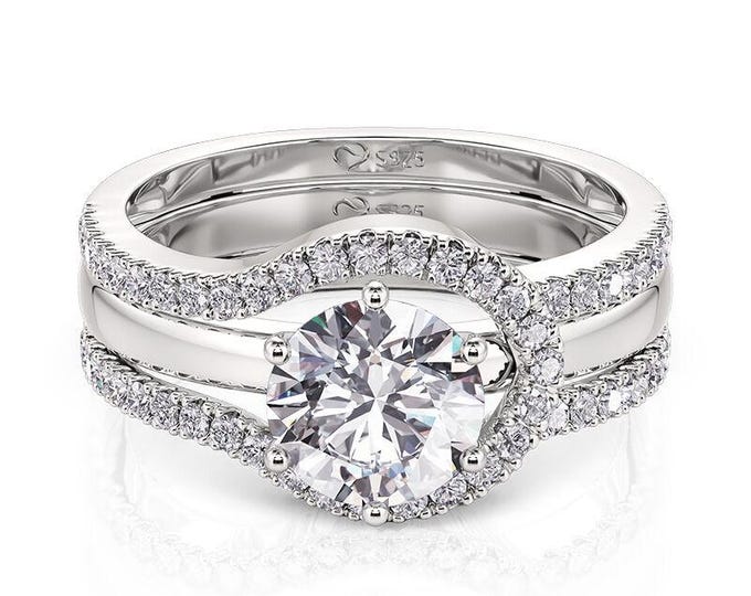 Diamond Engagement Ring Round Cut Ring, Lab Grown Diamond Ring Anniversary Gift for Wife Unique Proposal Rings for Women Wedding Ring