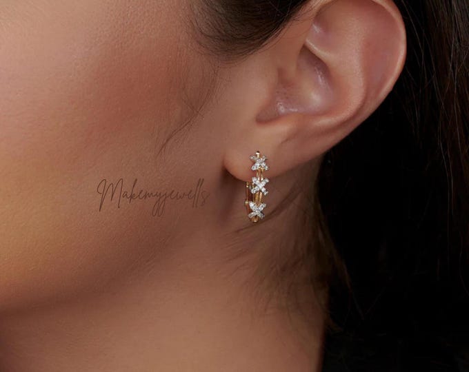 Minimalist Criss Cross Lab Grown Diamond Earrings, Daily Sterling Silver Huggie Hoops, X Shape Hoop Earrings, Bridesmaid Gifts, 14k Gold