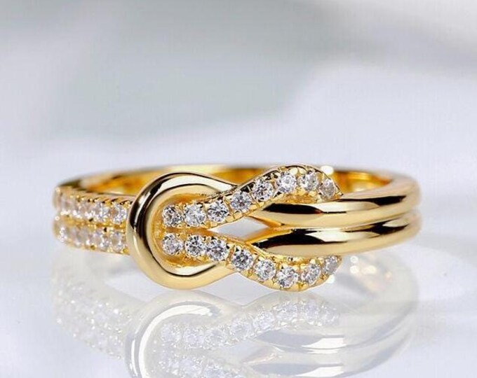 14k Gold Knot Ring Women ,Gold Ring Dainty Stacking Ring Lab Diamond Promise Ring 14k Ring Statement Rings for Ladies Jewelry Ring Gift