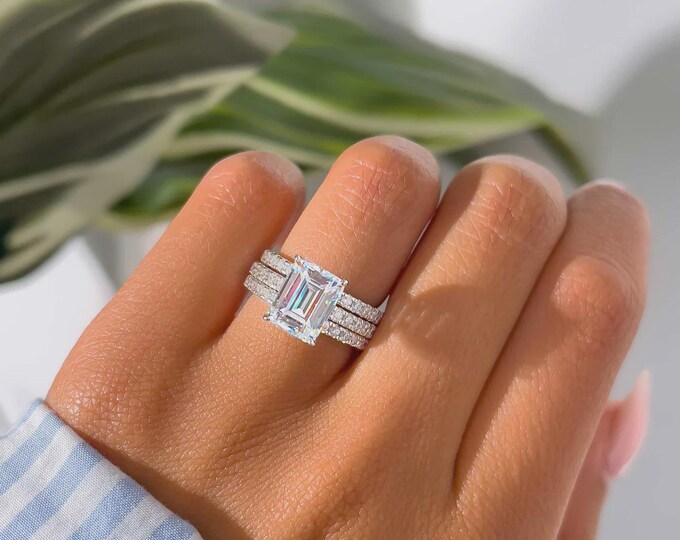 1.00 CT Emerald Cut Solitaire Ring, Emerald Cut Engagement Ring, Emerald Cut lab diamond Ring, Wedding Ring, 14K Gold, 925 Silver Ring.