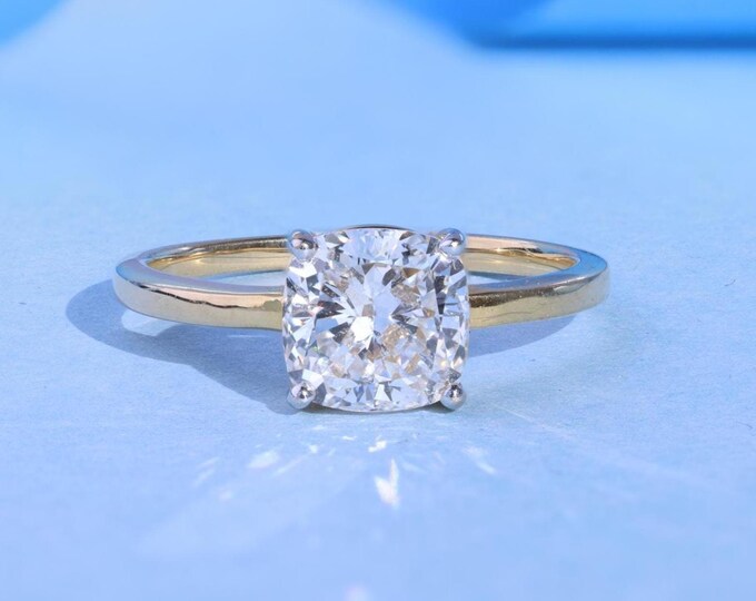 Lab Grown Diamond Ring , Elongated Cushion Lab Diamond Engagement Ring , Cushion Cut Lab Created Diamond Ring IGI Certified ,Gift for Her