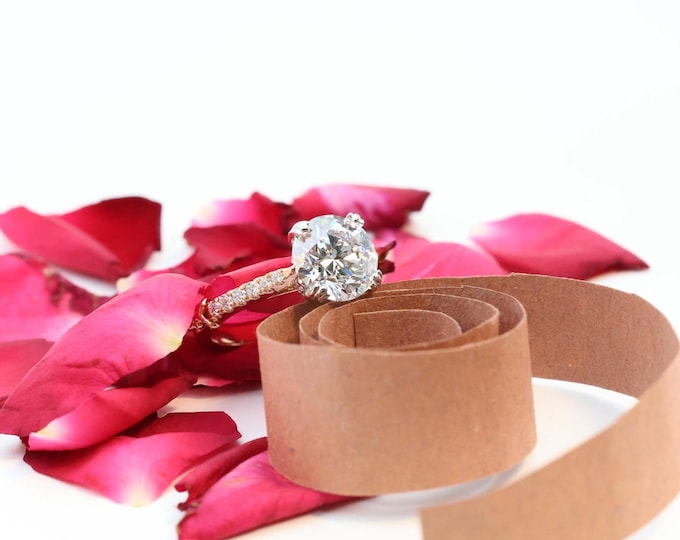 3.00 Carat Round Engagement Ring, Round Cut Lab Diamond engagement ring, diamond hidden halo ring, Round Diamond Ring, Hidden Halo Ring