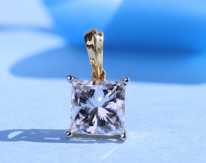 14K Gold 1.00CT Princess Cut Solitaire Pendant , Wedding Accessories , Bridal Jewelry , Gift for Her , Solitaire Pendent for Her,