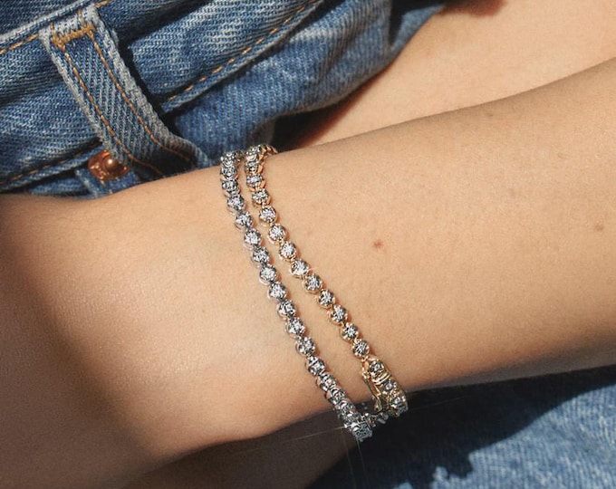 Round Diamond Tennis Bracelet, Diamond Bracelet, Tennis Bracelet, Luxury Jewelry, Anniversary Gift, Womens Bracelets