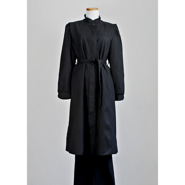 Vintage 60s Black Raincoat / 1960s Black All Weather Jacket with Belt by Bonders / SALE