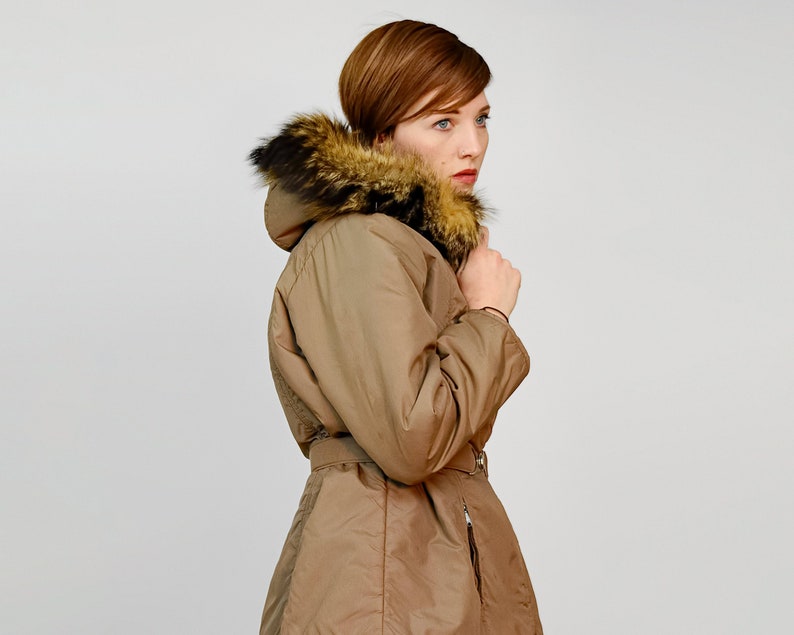 puffer coat with fox fur hood
