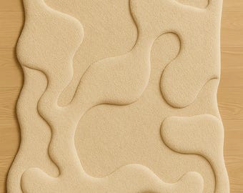 Handmade Tufted Wool Rug: Abstract High-Low Pile Sculpted Carpet