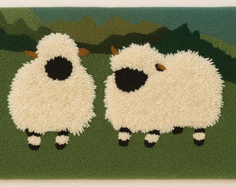 Handmade Tufted Wool Sheep Rug: Highland Lamb Nursery Decor