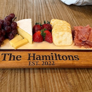 Personalized Charcuterie Board – Cherry, Maple & Purpleheart Wood |Custom Laser Engraved Cheese Board| Wedding/Anniversary/Housewarming Gift