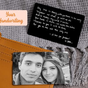 Custom Handwriting Metal Wallet Insert Card Gift, Personalized Photo Wallet Card Gifts for Husband, Gifts for Him, Wedding Anniversary Gifts