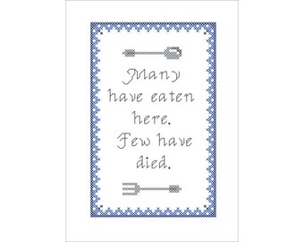 PDF PATTERN: Many Have Eaten funny cross stitch pattern digital download