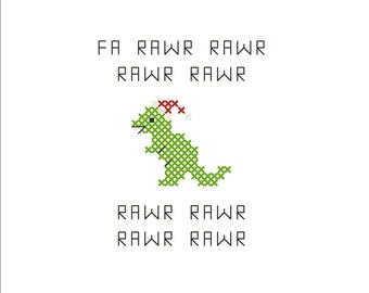 PDF PATTERN: Fa Rawr Rawr funny cross stitch digital download