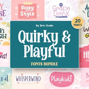 Quirky Font Bundle, Cricut Font Bundle, Playful Font, Quirky Fonts, Cute Fonts, Goodnotes Fonts, Teacher Fonts, Canva Fonts, Cricut Fonts