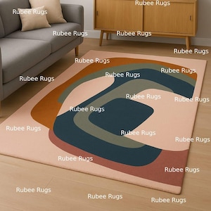 Abstract Area Rug: Modern Geometric Design, Soft Polyester Carpet