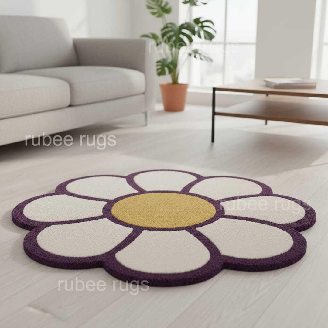 Handmade Wool Daisy Rug, Tufted Floral Carpet, Boho Home Decor - Etsy