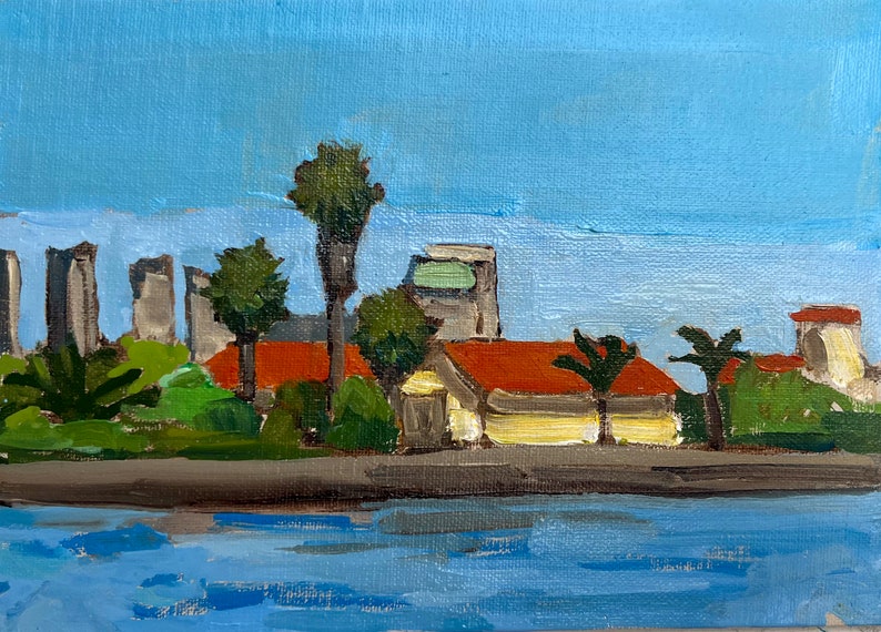 San Diego Landscape Painting, Bay from Liberty Station image 1