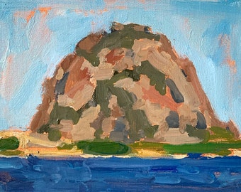 Morro Bay Morro Rock California landscape painting