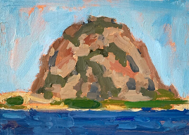 Morro Bay Morro Rock California landscape painting image 1