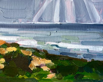 Acantilados al atardecer al aire libre, pintura paisajística de San Diego