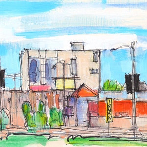 Hillcrest Street View- San Diego Watercolor Painting