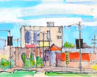 Hillcrest Street View- San Diego Watercolor Painting