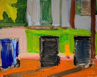 Trash Cans At Sunset, University Heights - San Diego Landscape Painting