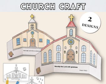 Printable Church Craft for Kids, Sunday School Bible Activity (PDF Download)