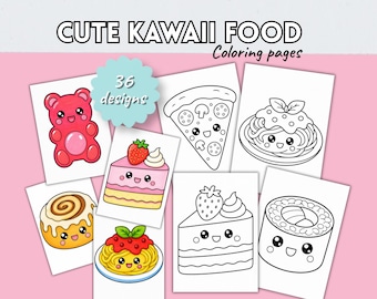 Kawaii Food Coloring Pages | Fruits, Desserts, Snacks (Digital Download)