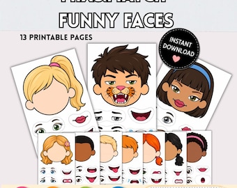 Mix & Match Funny Faces Printable | Emotions Activity | Diverse Kids PDF (Digital Download)