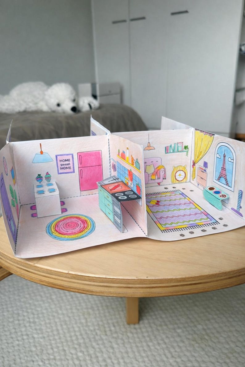 3D Paper Dollhouse Printable – Color, Cut & Play image 10