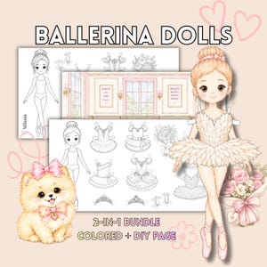 Ballerina Paper Doll Bundle Printable | Ballet Dress-Up Set | Coloring Pages + Ready-to-Play Dolls | Instant Download