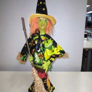 Winifred Witch, and her Frog, Esmeralda, an original pattern