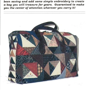 Bolso de mano acolchado, patrón PDF vintage para un bolso grande