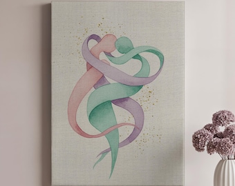 Romantic Abstract Couple Embrace, Modern Canvas Wall Art, Minimalist Love Home Decor, Wedding Anniversary Gift, Intimate Artistic Print