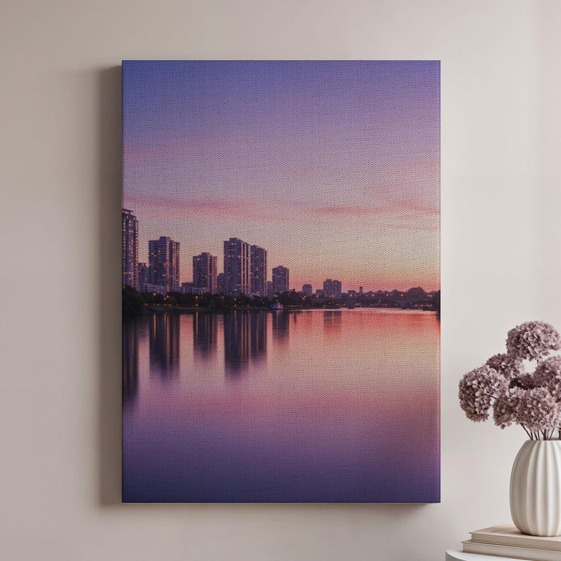 Gallery Detail: City Sunset Art Urban Skyline Canvas Wall Art Modern Cityscape