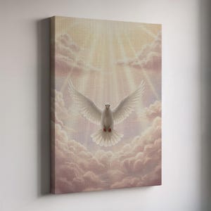 Holy Spirit Dove Canvas Wall Art, Christian Peace Symbol Art, Religious Wall Decor, Bedroom Decor, Office Decor, Religious Gift